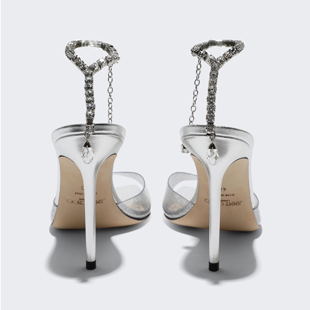 Jimmy Choo Saeda Sandal Silver and Crystal - Picture 3 of 3